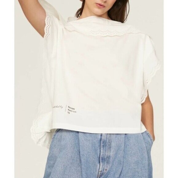 MM6 Maison Margiela Eyelet Blouse Top 38 White 2 Cotton Poplin - Picture 1 of 15